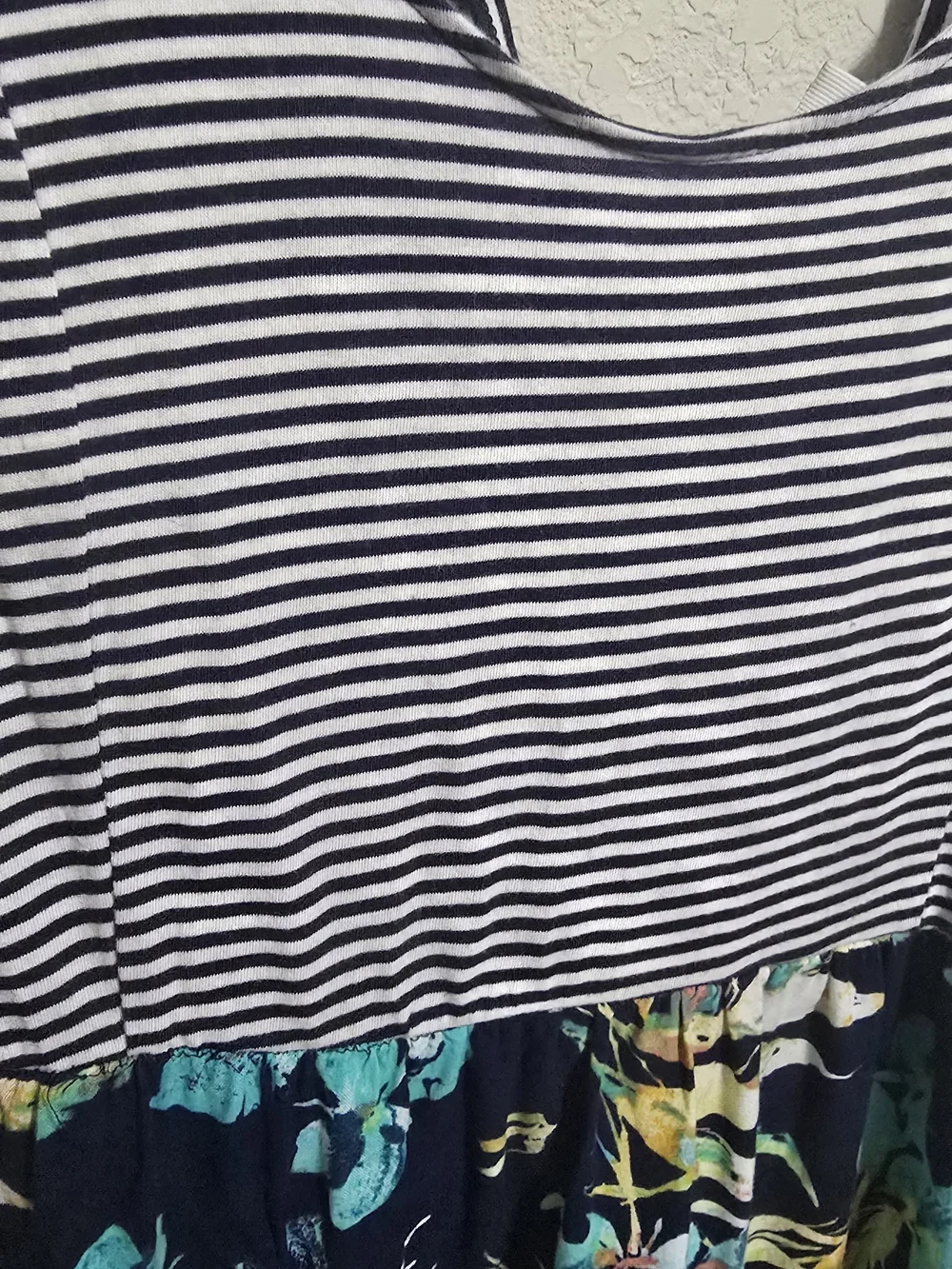 Mudd Y2K Navy Striped & Teal Floral Maxi Dress
